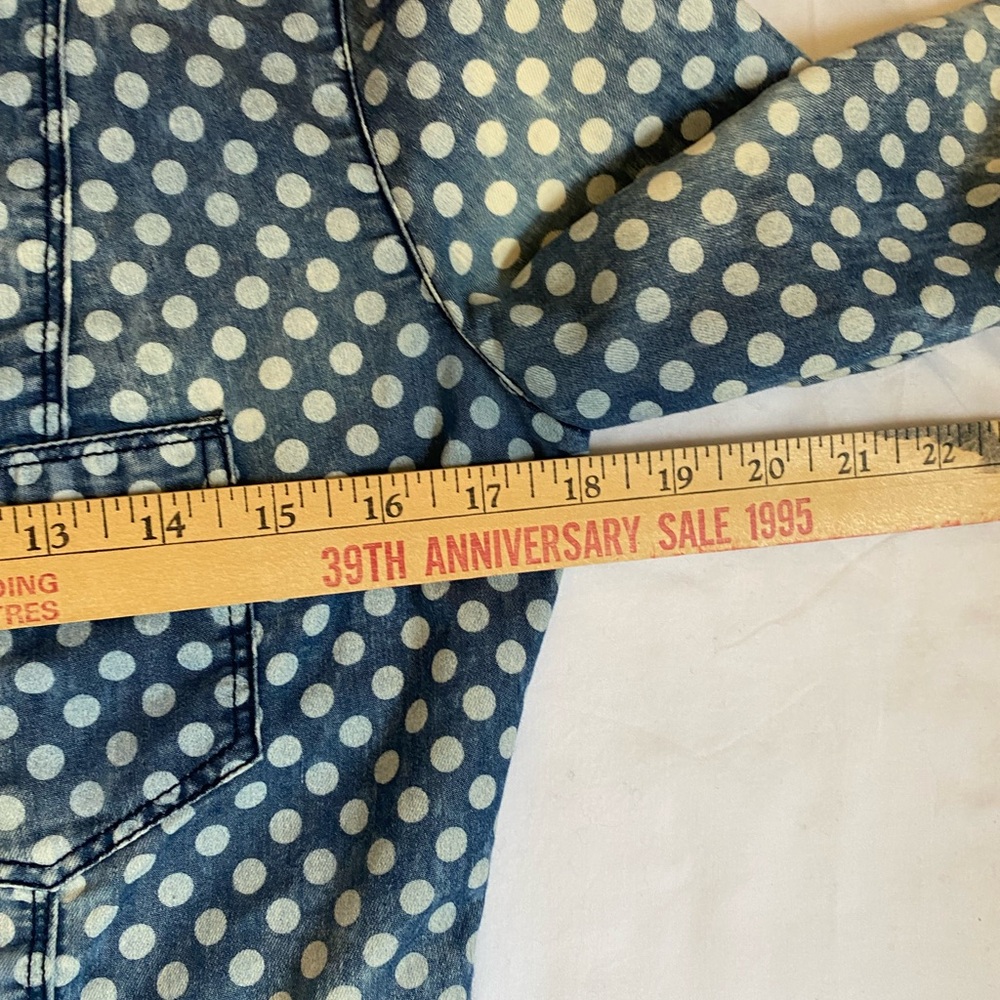 Guess Polka Dot Pearl Snap Button Front Denim Shirt SM Coastal Cowgirl Western - Picture 12 of 16